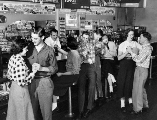 Teenagers Dancing at 1950s Malt Shop